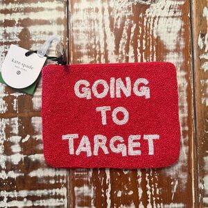 Kate Spade NWT Red Beaded “Going to Target” Zip Pouch 6x8